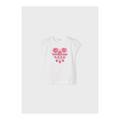 Mayoral Girls White with Fuchsia Embroidery T-shirt